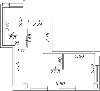 Планировка Студии 33 м² в ЖК «Artel 17/52 (бывш. Глер)», корпус 1