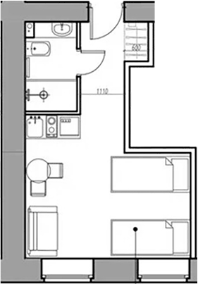 Планировка Студии 19.5 м² в ЖК «Отель «Константин» (Заслонова, 8)», корпус Б