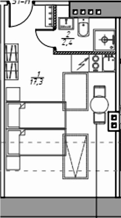Планировка Студии 20.5 м² в ЖК «Отель «Константин» (Заслонова, 8)», корпус Б