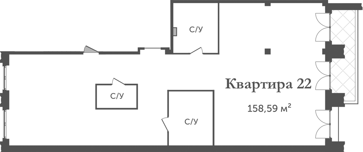 Планировка свободная планировка 161.42 м² в ЖК «Аструм», корпус 1