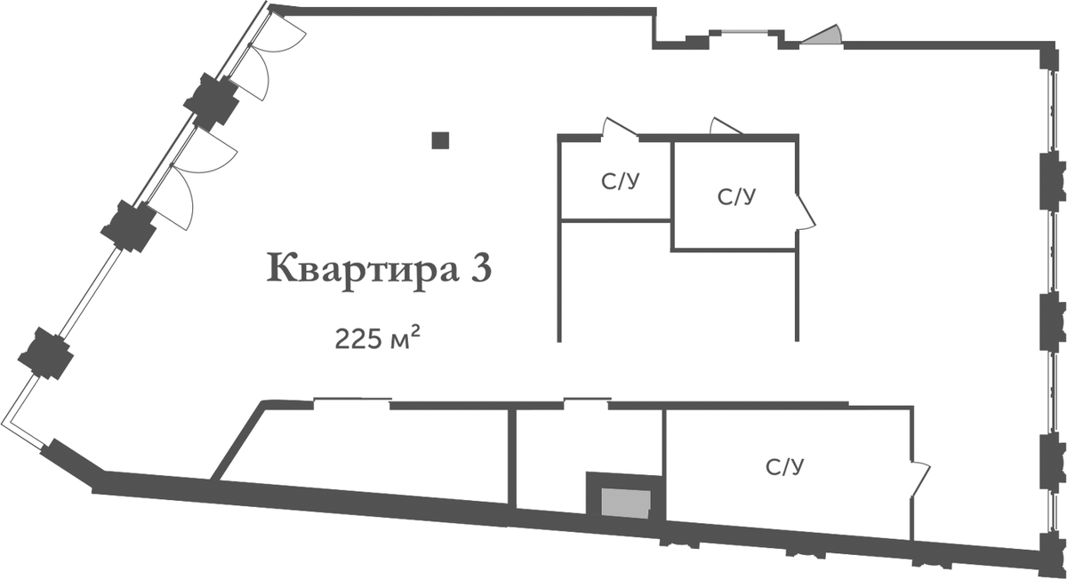 Планировка свободная планировка 225 м² в ЖК «Аструм», корпус 1