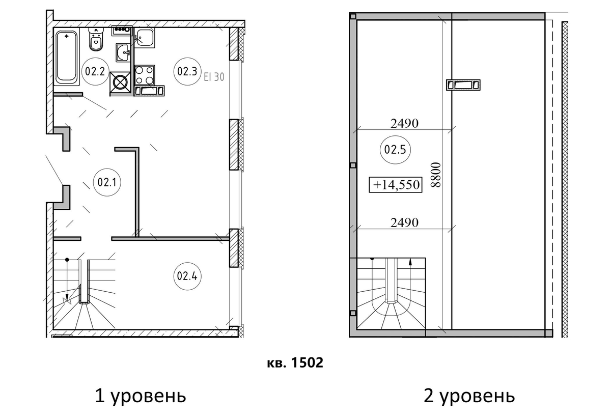 Планировка однокомнатная 60.51 м² в ЖК «Атмосфера Выборга», корпус 1