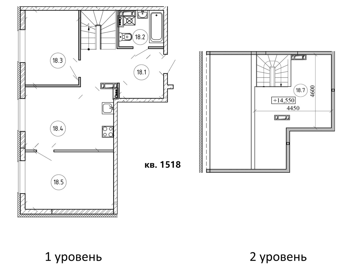 Планировка двухкомнатная 78.9 м² в ЖК «Атмосфера Выборга», корпус 1