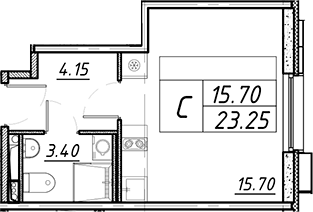 Планировка Студии 23.25 м² в ЖК «АВЕНЮ-АПАРТ ПУЛКОВО», корпус 4