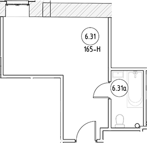 Планировка Студии 22.4 м² в ЖК «Апартаменты на Большом Казачьем 10А», корпус 1