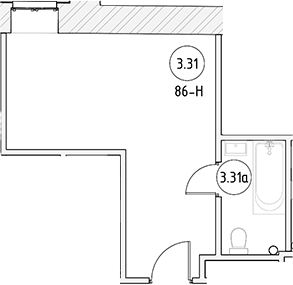 Планировка Студии 22.7 м² в ЖК «Апартаменты на Большом Казачьем 10А», корпус 1