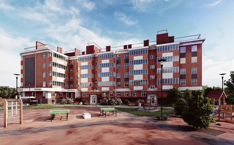 Феникс — Двор изнутри: теннисные столы, турники, детский городок. Для