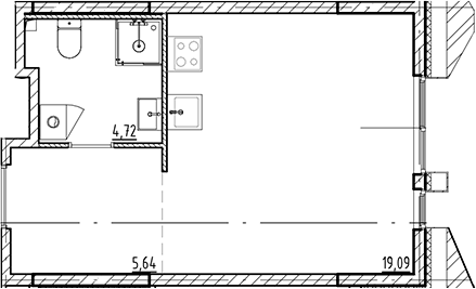 Планировка Студии 29.45 м² в ЖК «Галерная Гавань», корпус 3