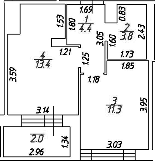 Планировка однокомнатная 34.9 м² в ЖК «Графская слобода в Песках», корпус 1