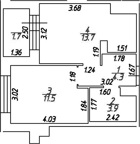 Планировка однокомнатная 35.1 м² в ЖК «Графская слобода в Песках», корпус 1