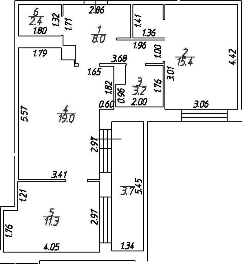 Планировка евротрёшка (3Е) 63 м² в ЖК «Графская слобода в Песках», корпус 1