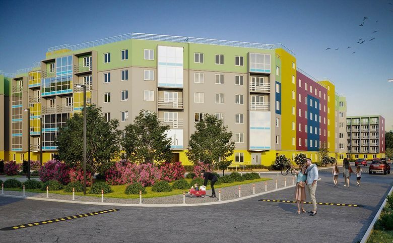 Granholm Village — Двор с детской площадкой и озеленением — благоустройство, об