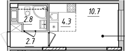 Планировка Студии 20.5 м² в ЖК «Измайловский», корпус 1