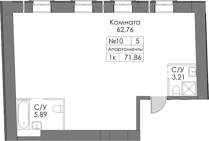 Планировка свободная планировка 72 м² в ЖК «Кантемировская 11», корпус Р