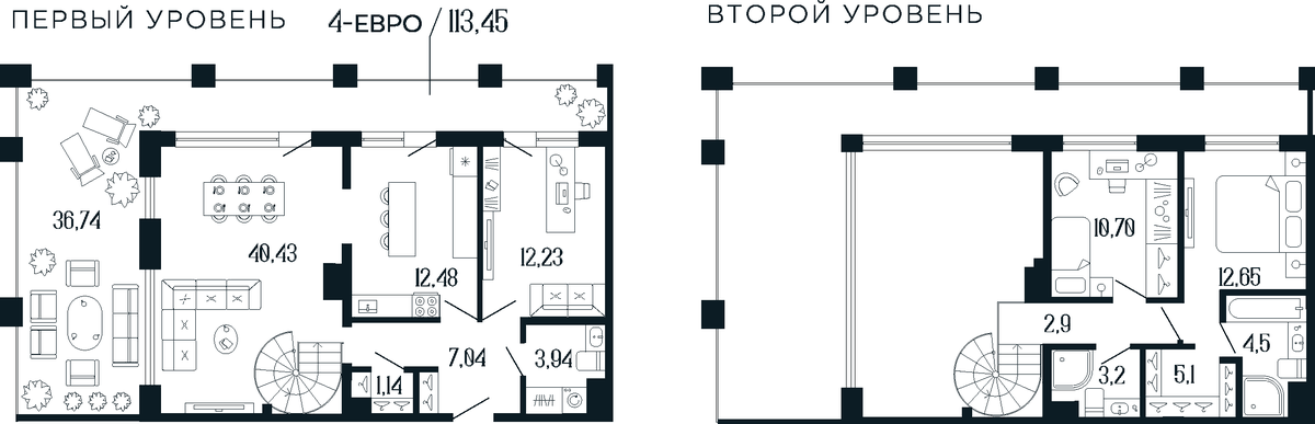 Планировка евро-4 (4Е) 111.2 м² в ЖК «Коллекционный дом 1919», корпус 1