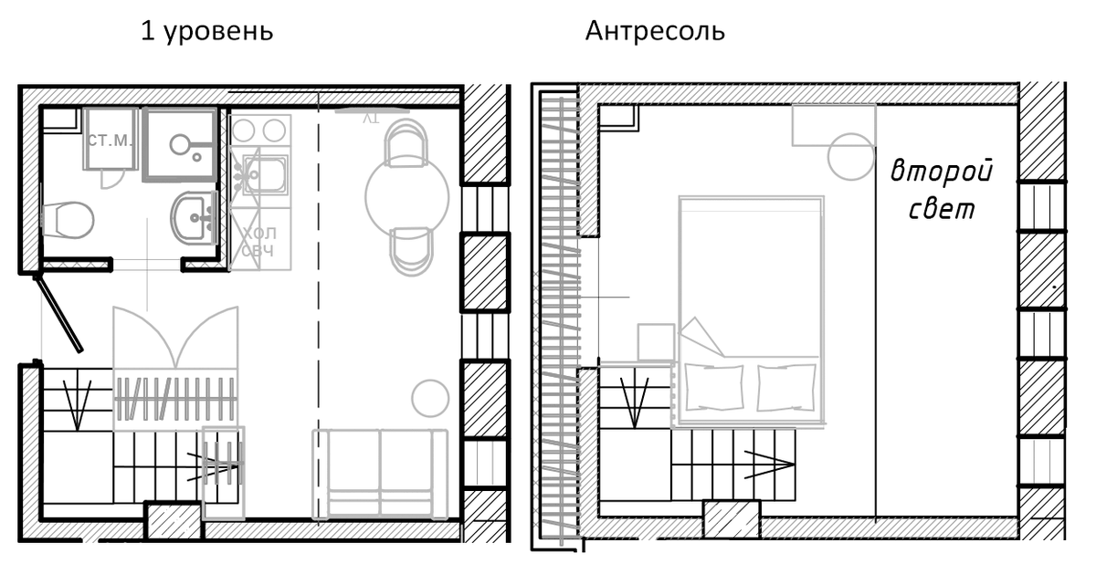 Планировка Студии 24.5 м² в ЖК «Апарт-комплекс Культ Отважных», корпус 1