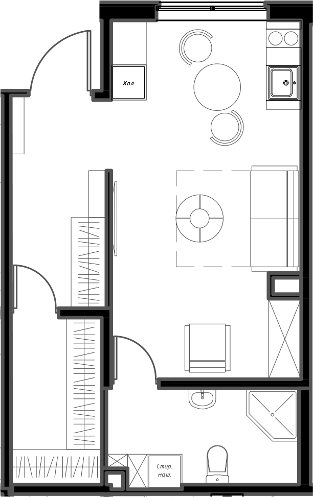 Планировка свободная планировка 35.1 м² в ЖК «Мариоки», корпус 1