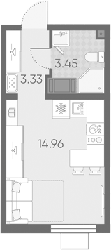 Планировка Студии 21.74 м² в ЖК «Морская миля», корпус 8