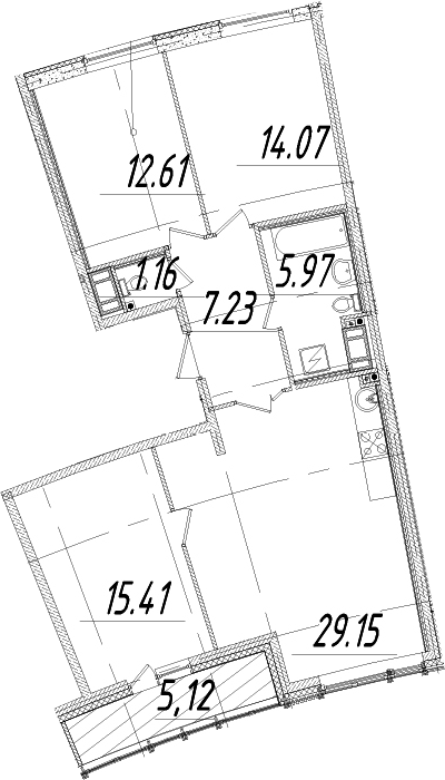 Планировка евро-4 (4Е) 89 м² в ЖК «Морская набережная», корпус 12.2 SeaView