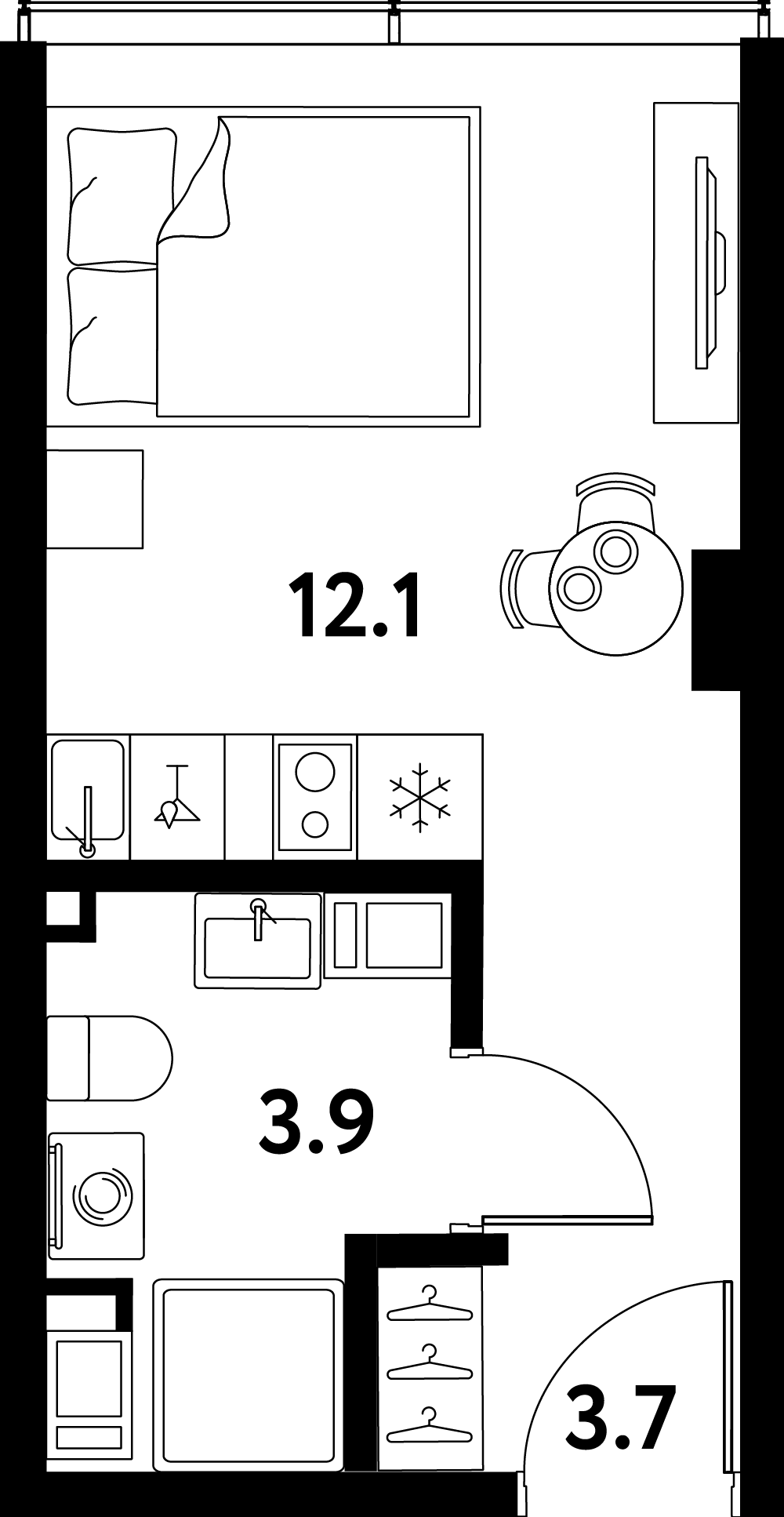 Планировка Студии 19.7 м² в ЖК «МОСКО», корпус 1