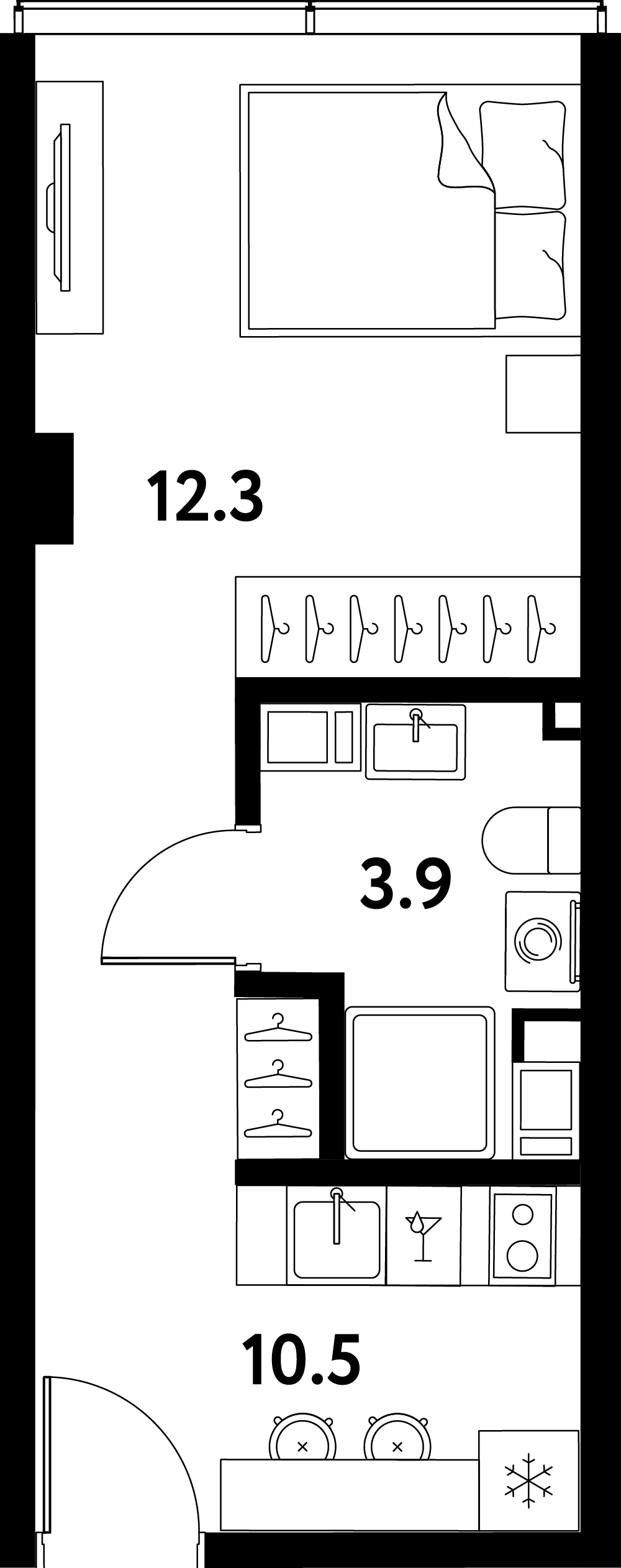 Планировка Студии 26.7 м² в ЖК «МОСКО», корпус 1