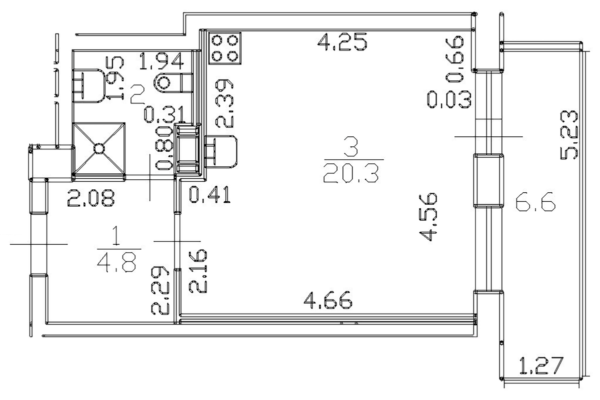 Планировка Студии 31.9 м² в ЖК «Можайский сквер», корпус 1