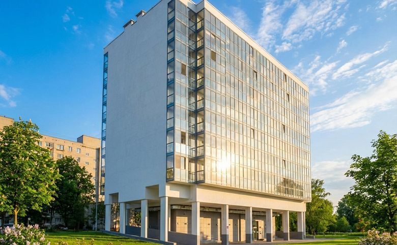 Можайский сквер — Фасад дома целиком — за это вы платите за остекленные лоджии