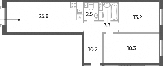 Планировка евротрёшка (3Е) 73.1 м² в ЖК «Neva Haus», корпус 7