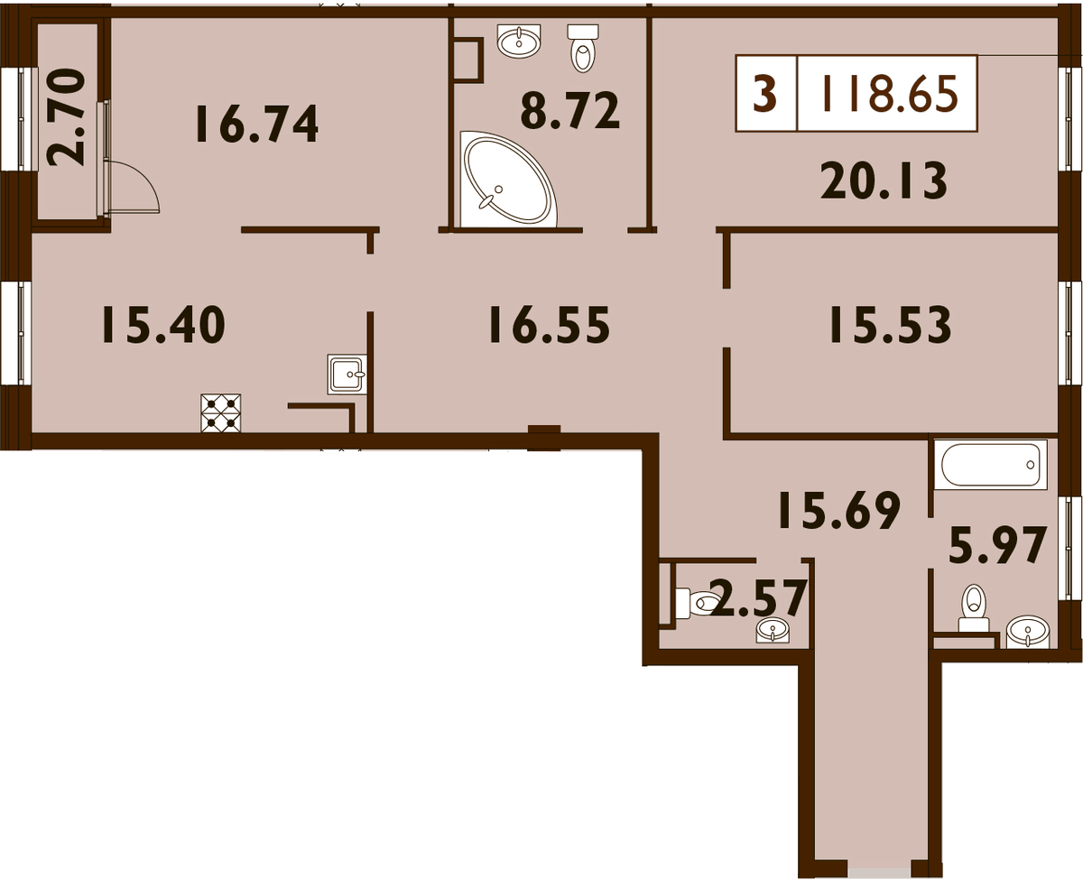 Планировка евро-4 (4Е) 118.7 м² в ЖК «Neva Haus», корпус 1