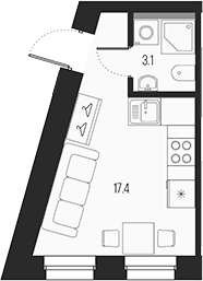 Планировка Студии 20.5 м² в ЖК «Проект 6/3», корпус 1