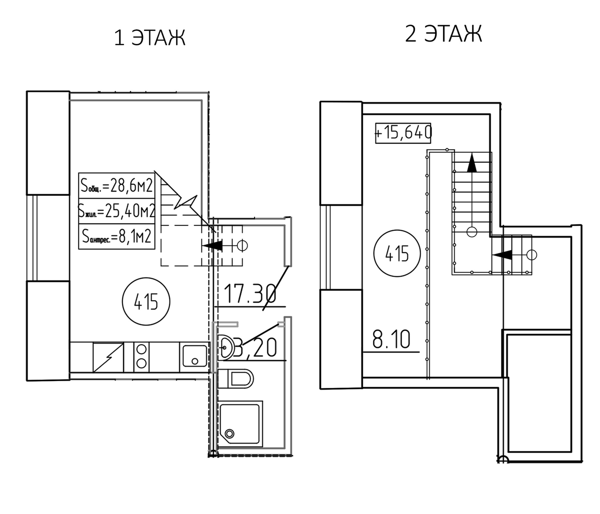 Планировка Студии 28.6 м² в ЖК «Пространство by Avenue apart», корпус 1