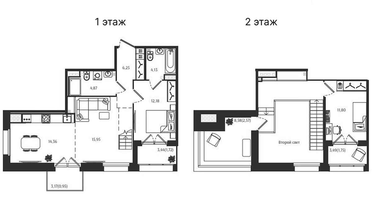 Планировка евро-4 (4Е) 76.53 м² в ЖК «Ranta Residence», корпус В6 Forest View