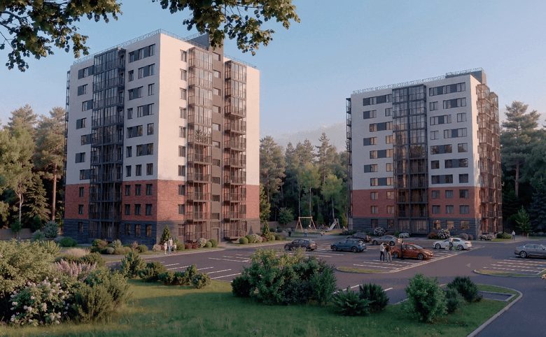 Рауни — За что платите: два корпуса на 10 этажей с панорамными лоджи