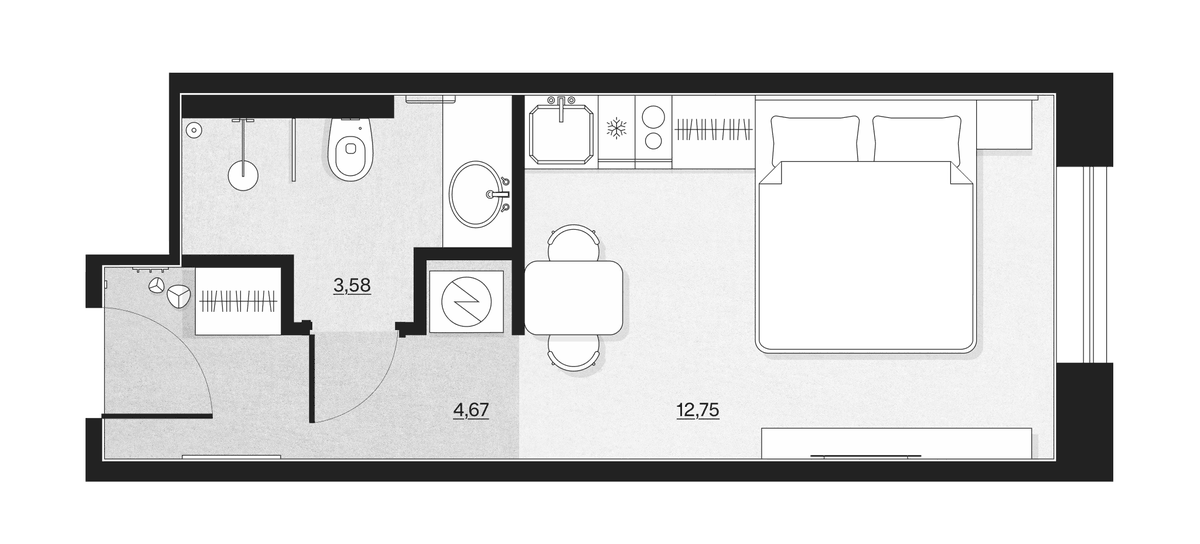 Планировка Студии 22.1 м² в ЖК «SAAN Московские ворота», корпус 1