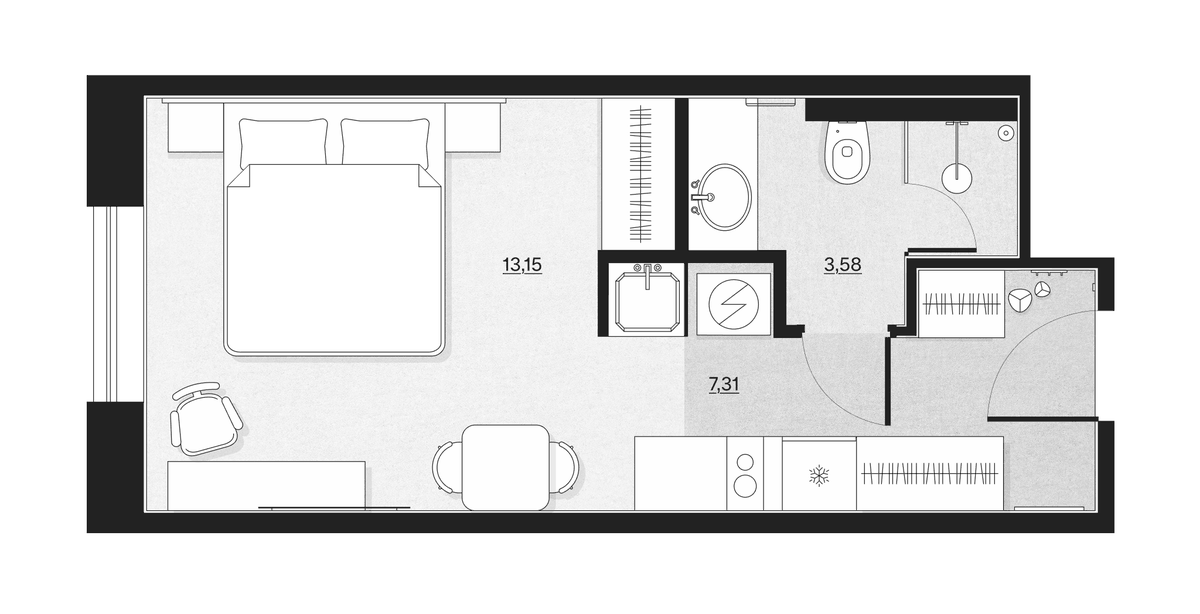 Планировка Студии 24.04 м² в ЖК «SAAN Московские ворота», корпус 1