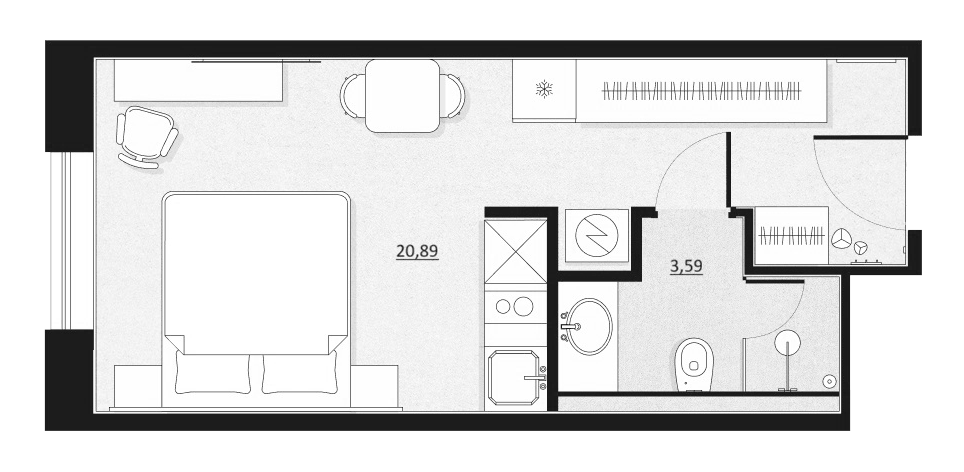 Планировка Студии 24.48 м² в ЖК «SAAN Московские ворота», корпус 1