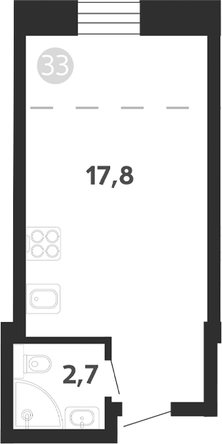 Планировка Студии 20.5 м² в ЖК «Седова, 99», корпус 1