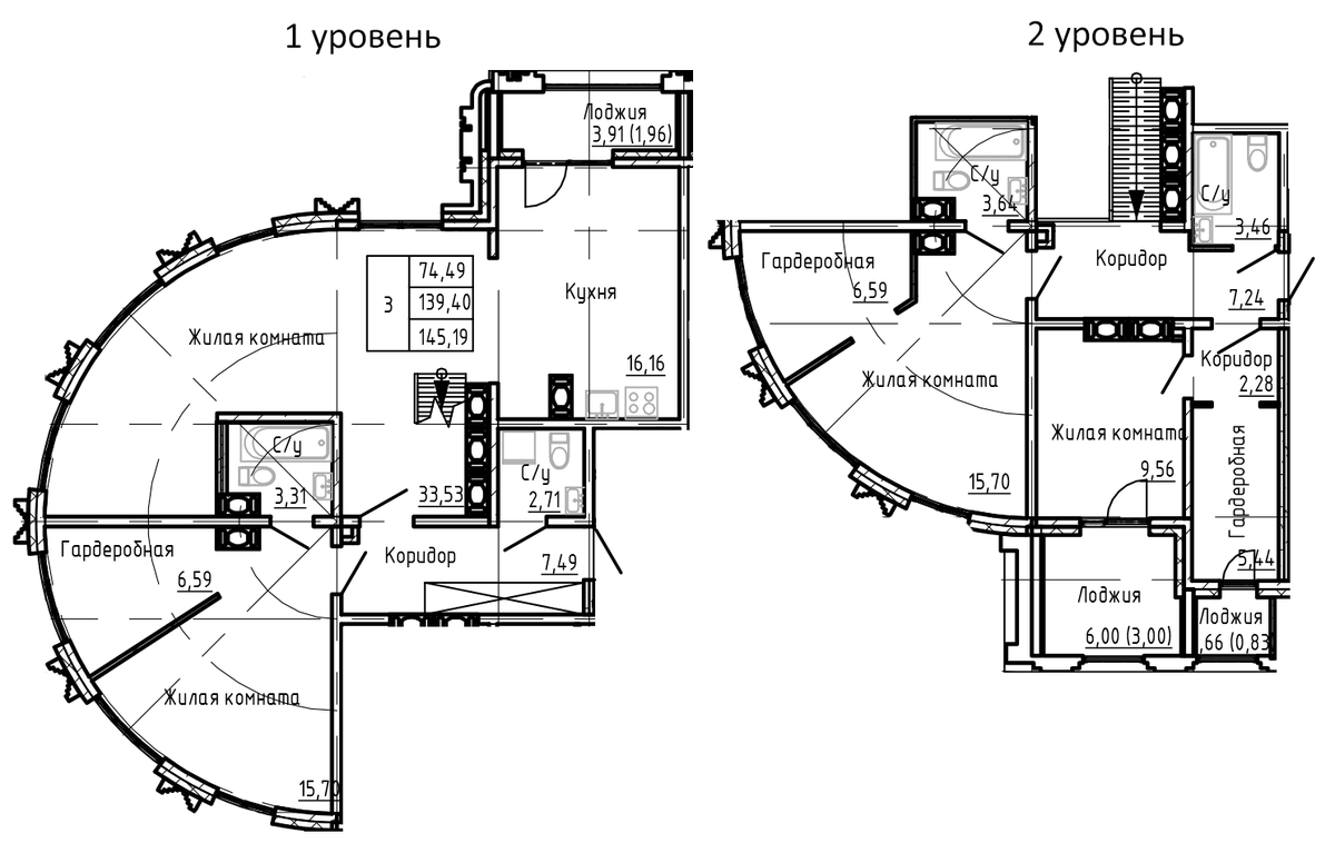 Планировка 5Е-к.кв 142.3 м² в ЖК «SHEPILEVSKIY», корпус 1