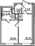 Планировка однокомнатная 27.86 м² в ЖК «Старлайт», корпус 1