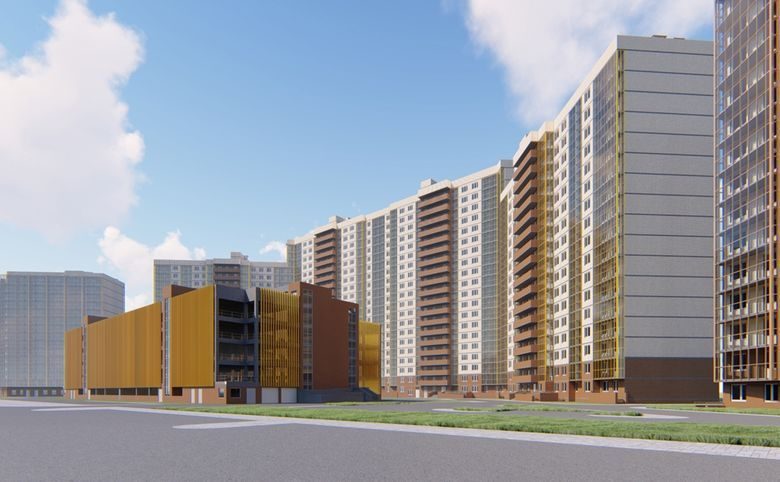 Стороны Света — Рендер с многоуровневым паркингом у корпуса: если его постро