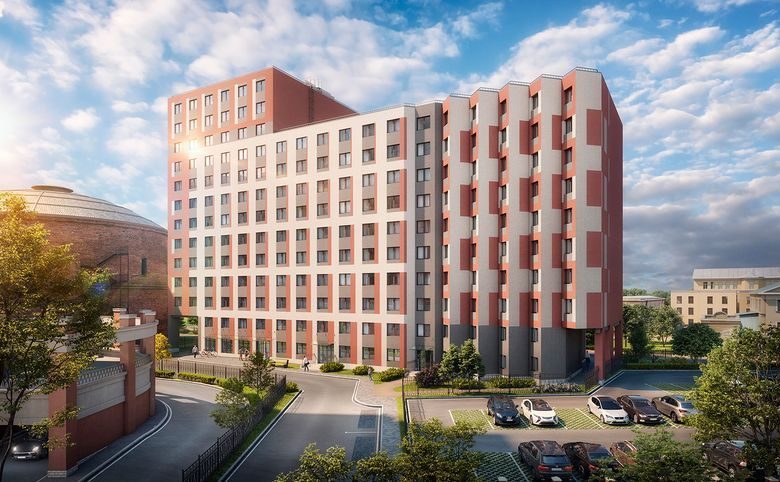 ARTSTUDIO MOSKOVSKY — Угол корпуса крупным планом: видно тесную застройку квартала