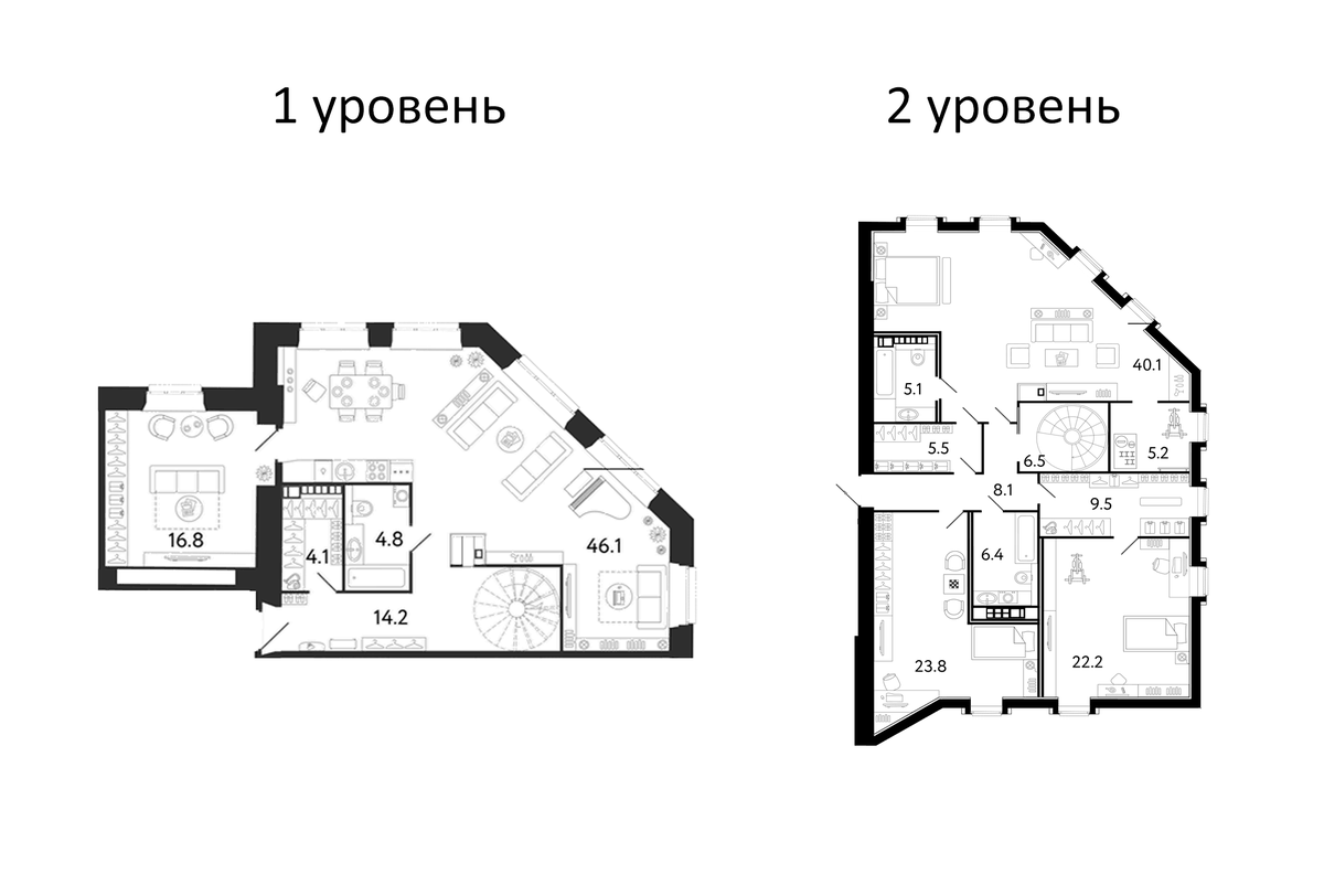 Планировка 5Е-к.кв 218.4 м² в ЖК «Светоч», корпус В