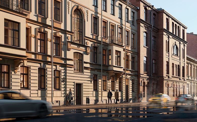 Светоч — Вход в корпус с улицы: парадная дверь и витрины на первом эт