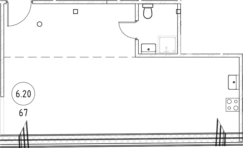 Планировка свободная планировка 74 м² в ЖК «Тележная 21-29», корпус 23 лит А