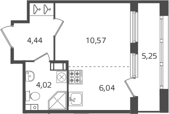 Планировка Студии 27.7 м² в ЖК «Б15», корпус 5
