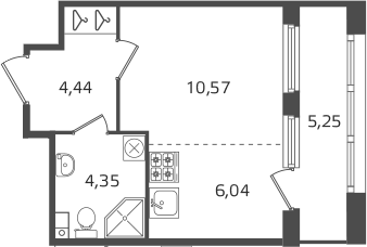 Планировка Студии 28.03 м² в ЖК «Б15», корпус 5