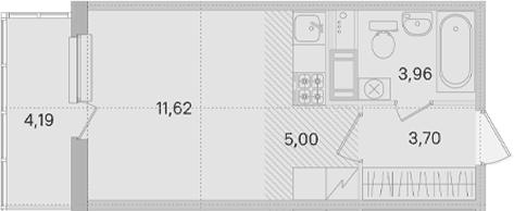 Планировка Студии 25.54 м² в ЖК «Ясно.Янино», корпус 14.10
