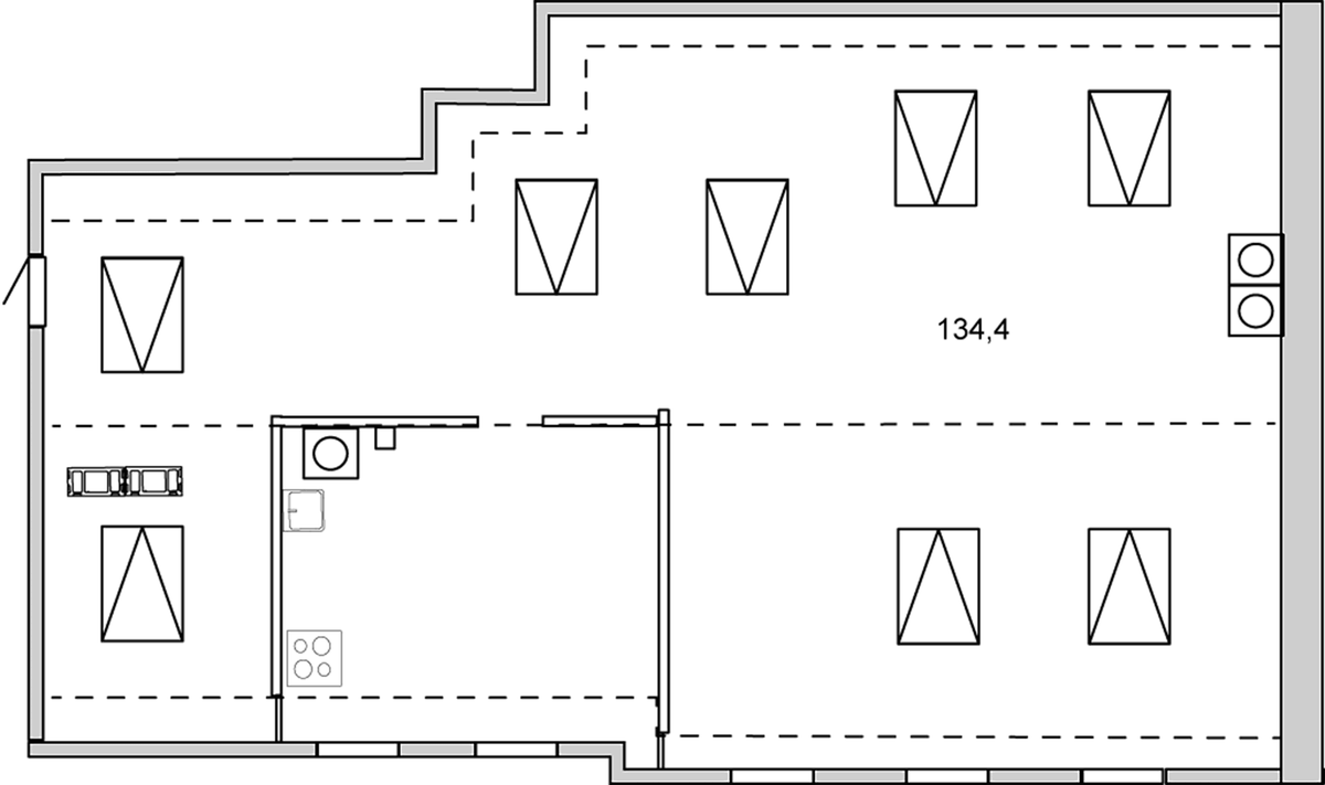 Планировка свободная планировка 134.4 м² в ЖК «У ОЗЕРА», корпус 1