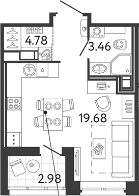 Планировка Студии 29.41 м² в ЖК «Ultra City 3.0», корпус 2