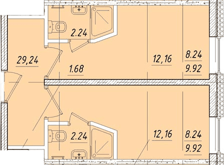 Планировка Студии 29.3 м² в ЖК «Vertical Лесная», корпус 1